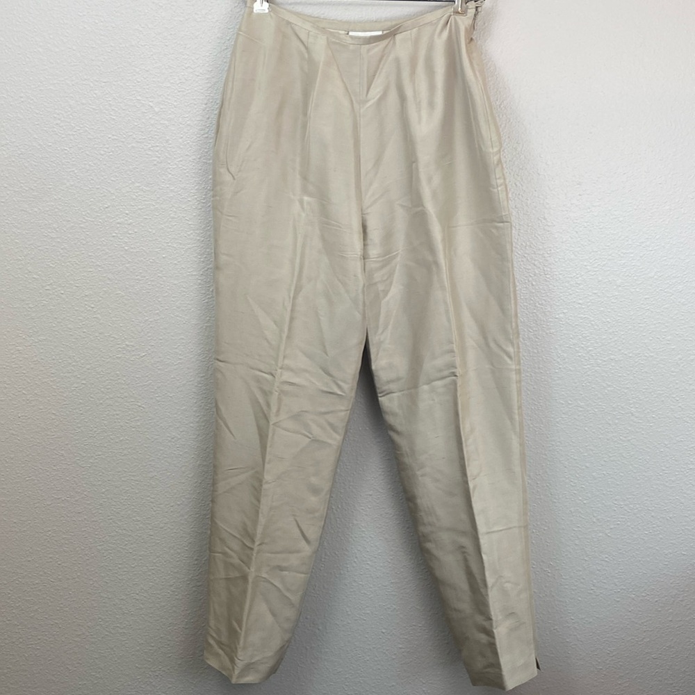 Vintage Madison Studio 100% Silk Khaki Dress Pants Size 8